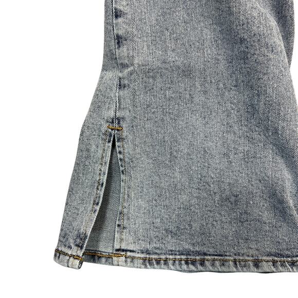 Old Navy High Rise Flare Jeans Sz 4P Petite Light Wash Slit Hems Stretch Denim - Picture 9 of 11